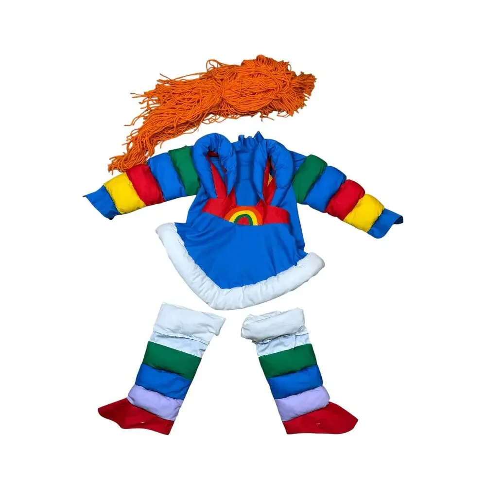 Vintage 80s Handmade Rainbow Brite Costume 3T 4T Halloween 5 Piece Outfit w/ Wig